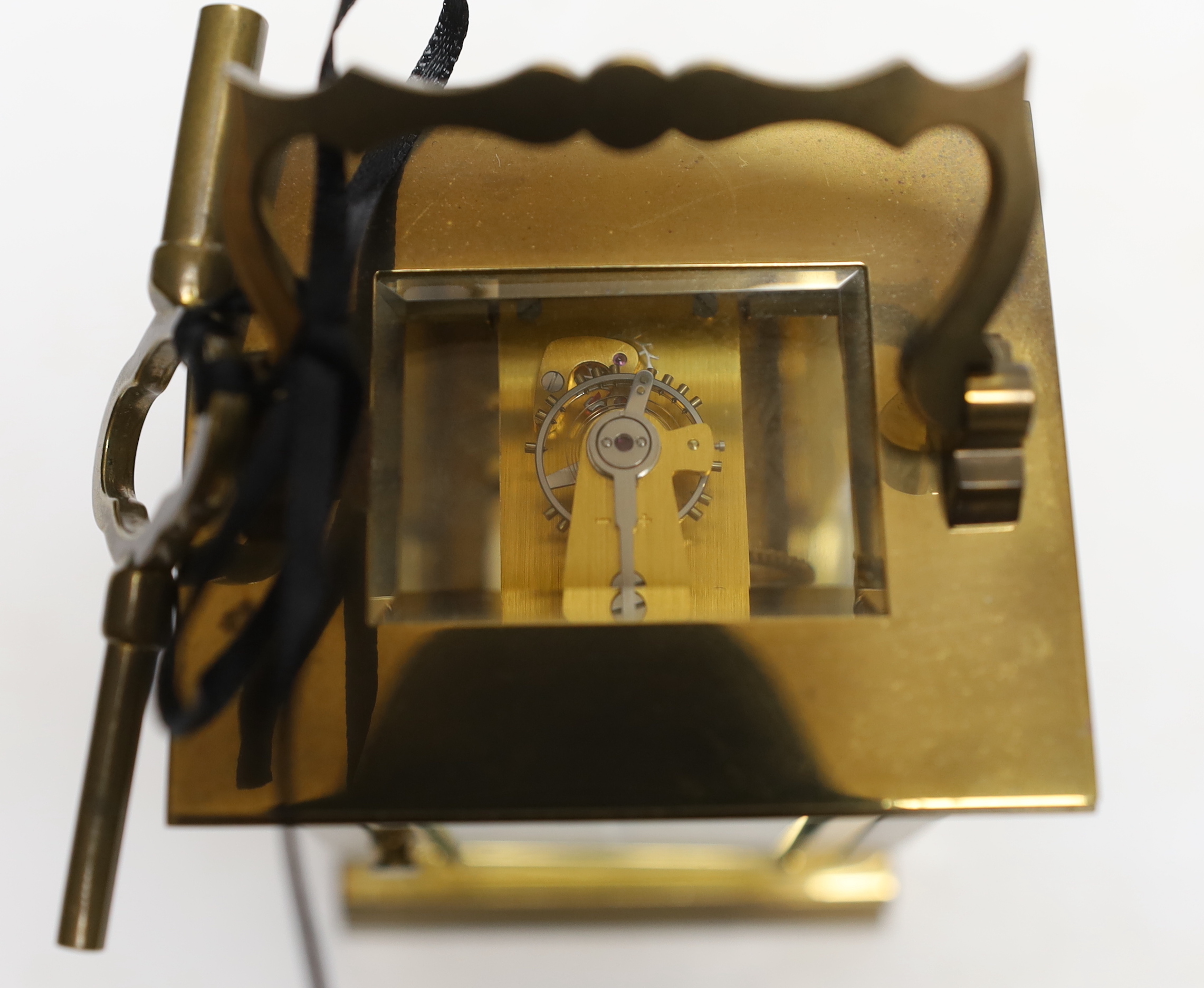 A French brass cased carriage timepiece